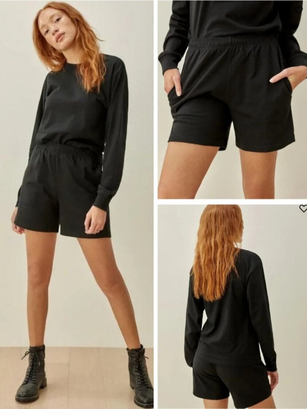 REFORMATION The Boyfriend Organic Cotton Short in Black Size Small